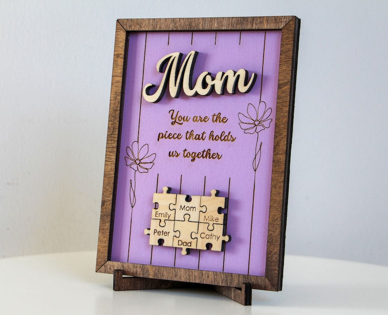 Puzzle Mom Sign, Mothers Day Gift, You Are The Piece That Holds Us Together, Mothers Day Gift from Daughter, First Mothers Day, Mom Gifts