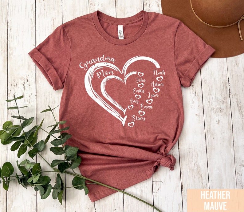 Custom Grandma Shirt, Grandma Heart Shirt, Nana Shirt With Grandkids Name, Gift For Grandma, Mother's Day Shirt, Personalized Grandma Shirt