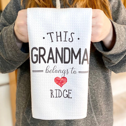 Personalized Grandma Microfiber Waffle Kitchen Towel: Custom Names Gift