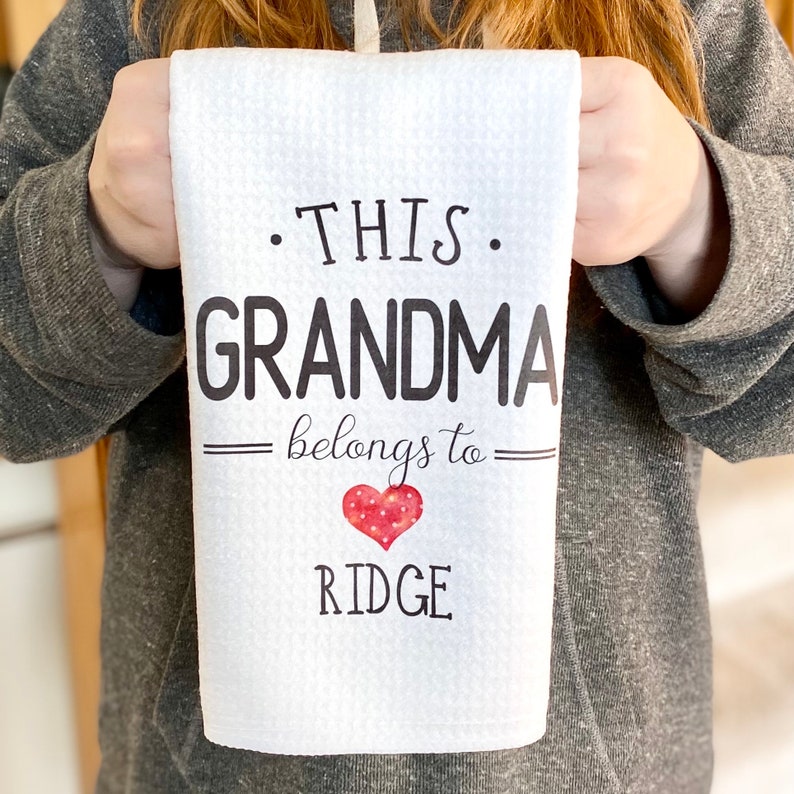 Personalized Grandma Microfiber Waffle Kitchen Towel: Custom Names Gift