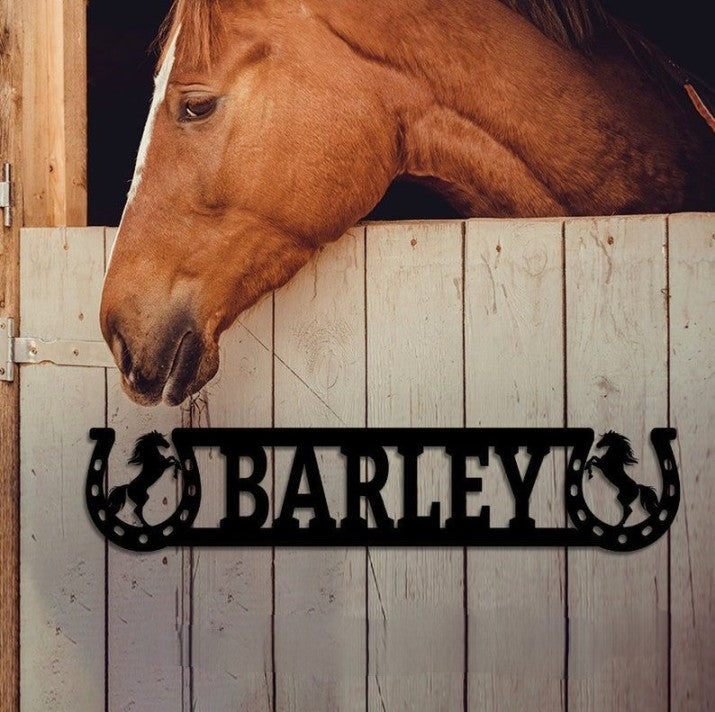 Personalized Horse Stall Name Plate,Horse Metal Sign,Horse Stall Sign,Horse Name Sign,Horse Farm Sign,Outdoor Decor,Horse Ranch Decor