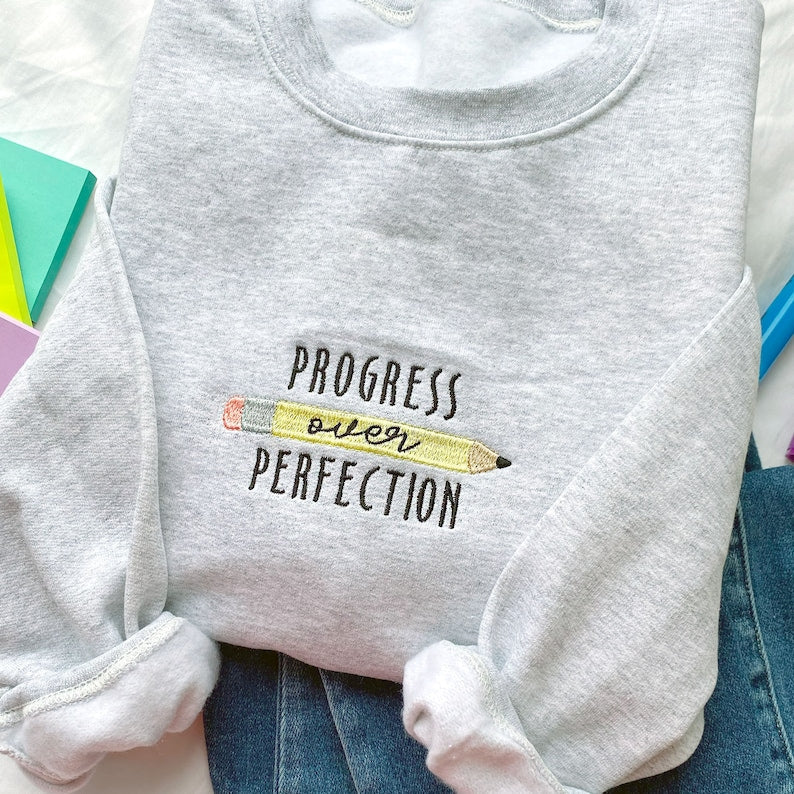 Progress Over Perfection Embroidered Gemma Crewneck Sweatshirt | Cozy Teacher Crewneck | Teacher Gift | Teach Sweatshirt il_794xN.5817926430_t19t.jpg