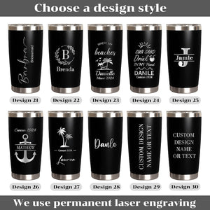 Personalized 20 oz Tumbler, Custom Name Travel Mug, Laser Engraved Tumbler, Stainless Steel water cup, Bridesmaid Tumbler, Insulated Tumbler