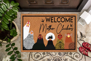 Personalized Welcome Mother Cluckers Doormat, Mother's Day Gift For Mom, Birthday Funny Home Decor Gift For Farmer, Chicken Lover Lady