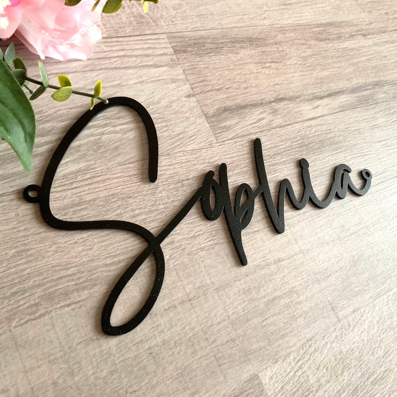 Custom Script Metal Words - Personalized Name Plaque - Laser Cut Metal Names - Steel Door Sign