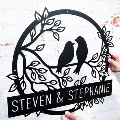 Metal Love Birds Rustic Wedding Decor, Personalized Wedding Gifts, Custom Wedding Signs, Bird Wall Decor, Bridal Shower Sign Garden Sign