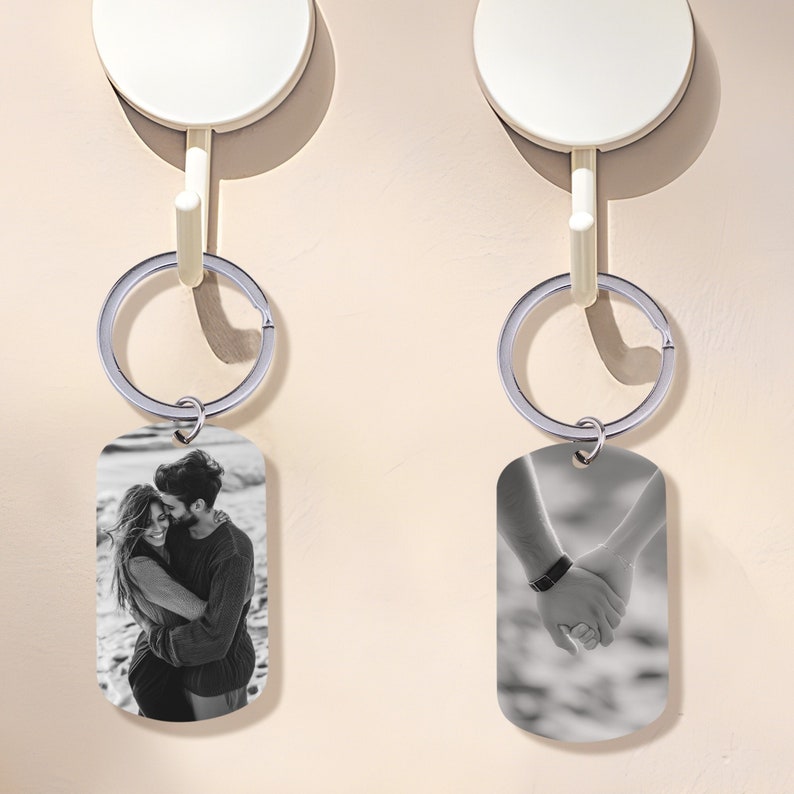 Custom Picture Keychain, Doubled Sided Picture Keychain, Keychain For Boyfriend, Personalized Text Keychain, Anniversary Gift For Him