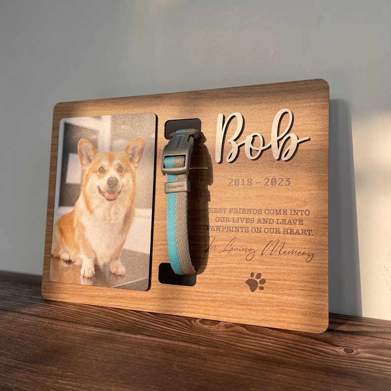 Memorial Pet Collar Sign, Dog Memorial Wood Frame With Collar Holder, Dog Memorial Gifts,Pet Loss Gifts,Pet Sympathy Gift,Pet Loss Gift