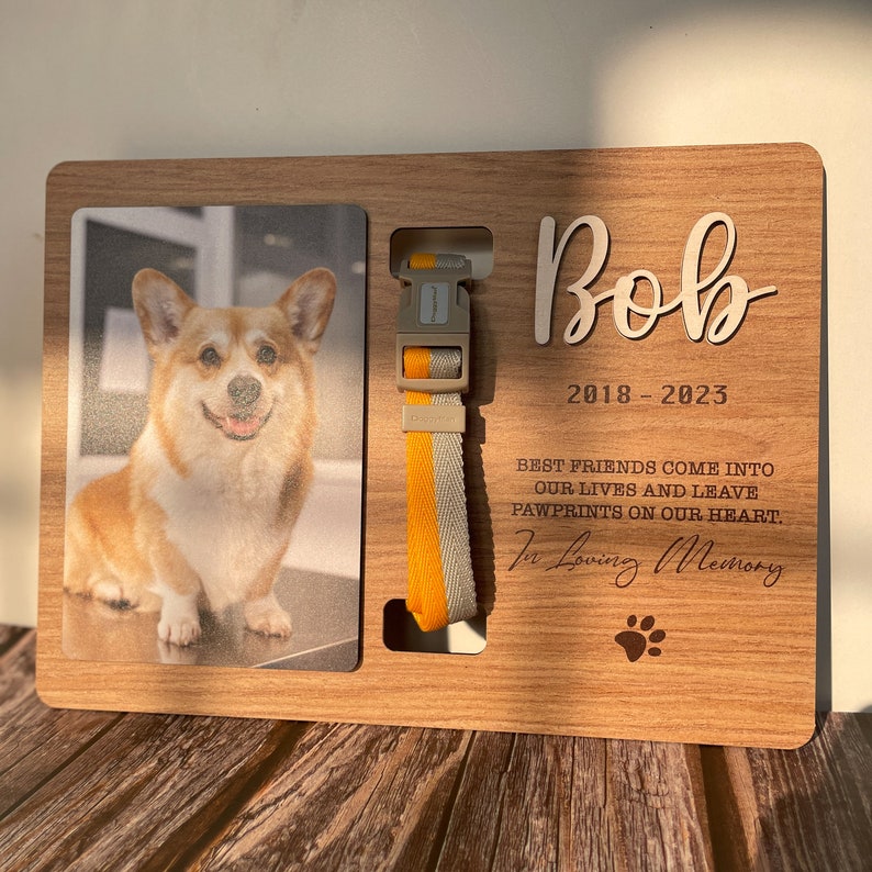 Memorial Pet Collar Sign, Dog Memorial Wood Frame With Collar Holder, Dog Memorial Gifts,Pet Loss Gifts,Pet Sympathy Gift,Pet Loss Gift