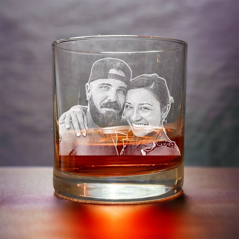 Engraved Photo Glass - Rocks Glass - Personalized Glass with your Photo, Photo Whiskey Glass, Etched Whiskey, Amazing Personalized Gift