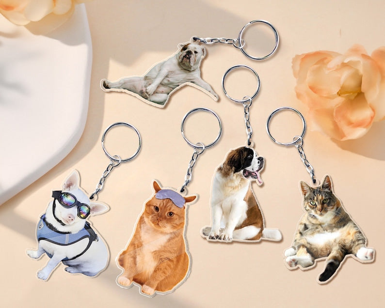 Dog Picture Keychain Custom Pet Keychain Dog Keychain Gift Custom Pet Keychain from Photo | Personalized Dog/Cat Keychain