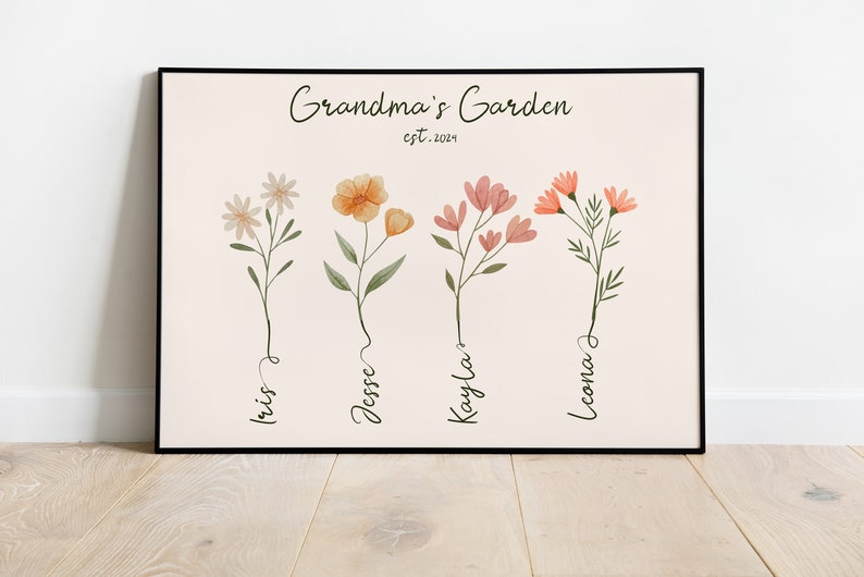 Custom Birth Flower Family Bouque, Personalized Mother's Day Gift, Custom Birth Month Flower, Botanical Clipart, Mom Gift