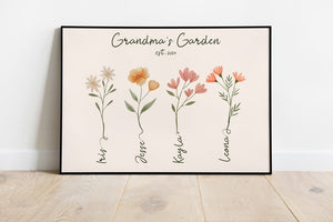 Custom Birth Flower Family Bouque, Personalized Mother's Day Gift, Custom Birth Month Flower, Botanical Clipart, Mom Gift