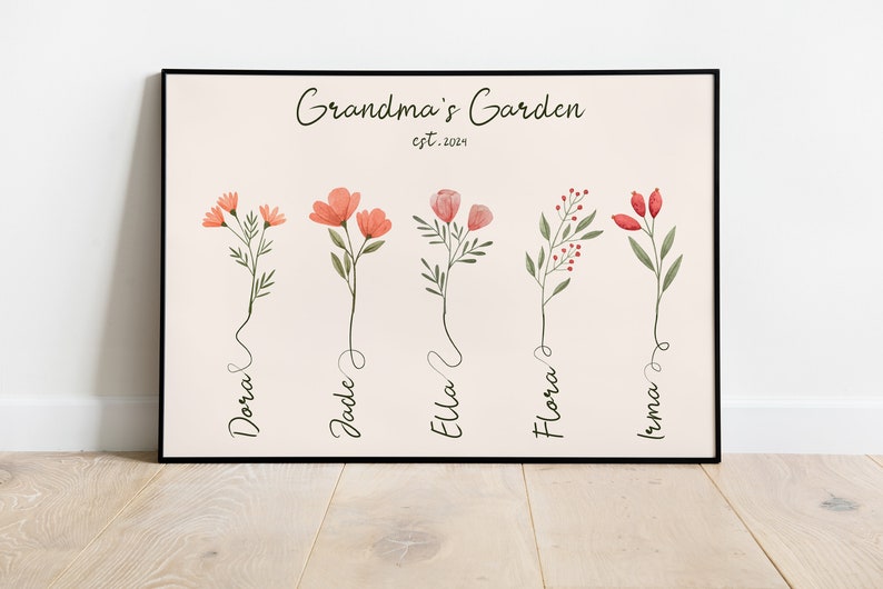 Custom Birth Flower Family Bouque, Personalized Mother's Day Gift, Custom Birth Month Flower, Botanical Clipart, Mom Gift
