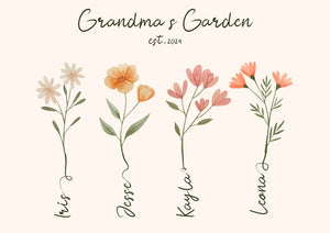 Custom Birth Flower Family Bouque, Personalized Mother's Day Gift, Custom Birth Month Flower, Botanical Clipart, Mom Gift