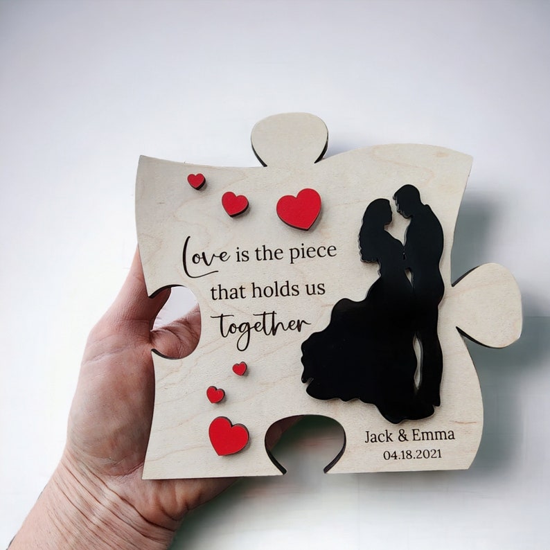 Love Is The Piece Wood Sign, Anniversary Sign, 3D Layered Valentines Day Shelf Sign, Laser Valentines Day Sign Love
