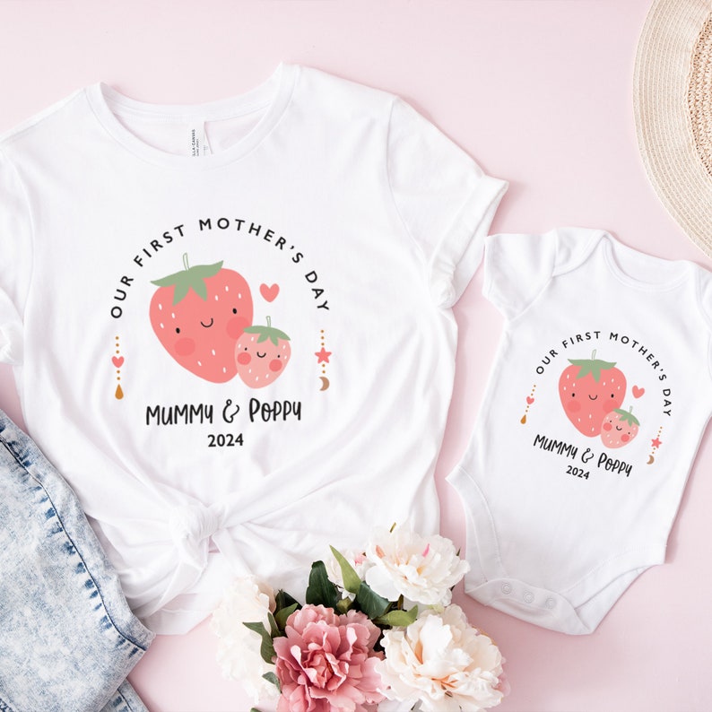 Personalised Matching Our First Mother's Day T-shirt / Funny Mummy and Baby Gift Mama and Me tee / 1st Mothers Day Keepsake / Baby bodysuit