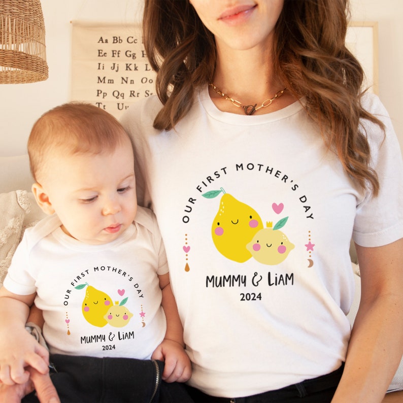 Personalised Matching Our First Mother's Day T-shirt / Funny Mummy and Baby Gift Mama and Me tee / 1st Mothers Day Keepsake / Baby bodysuit