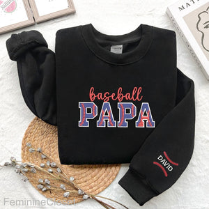 Embroidered Baseball Dad And Papa Sweatshirt, Personalized Baseball Papa Gift, In My Baseball Dad Era Shirt, Game Day Shirt,Mom Sport Crewne