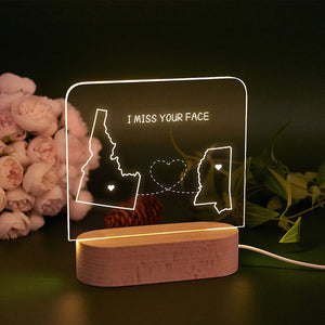 Custom Two Map Night Light, Always Under The Same Sky, Long Distance Relationship Lamp, Going Away Gift, Couple Gift Valentine's Day Gifts