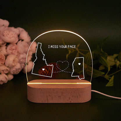 Custom Two Map Night Light, Always Under The Same Sky, Long Distance Relationship Lamp, Going Away Gift, Couple Gift Valentine's Day Gifts