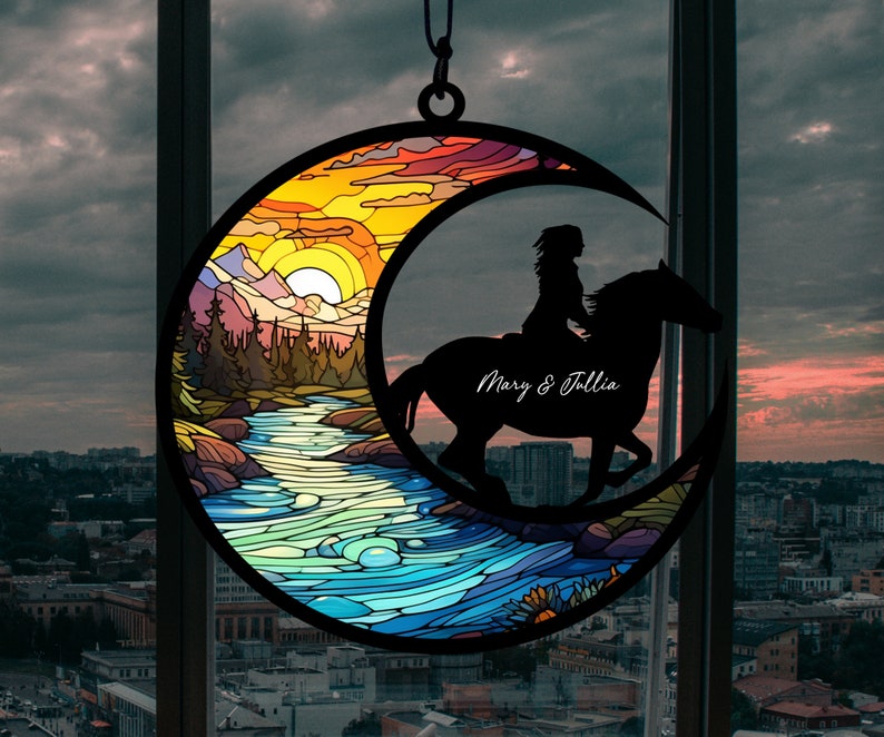 Horse Acrylic Suncatcher, Horse Memorial Suncatcher Ornament, Personalized Horse Loss Gift, Custom Horse Name Sign, Horse Memorial Gift