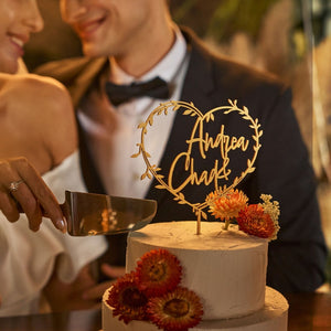 Personalized Wedding Cake Topper with heart, Custom Couples Script Cake Topper for Weddings, Rustic cake topper, Anniversary Cake toppers