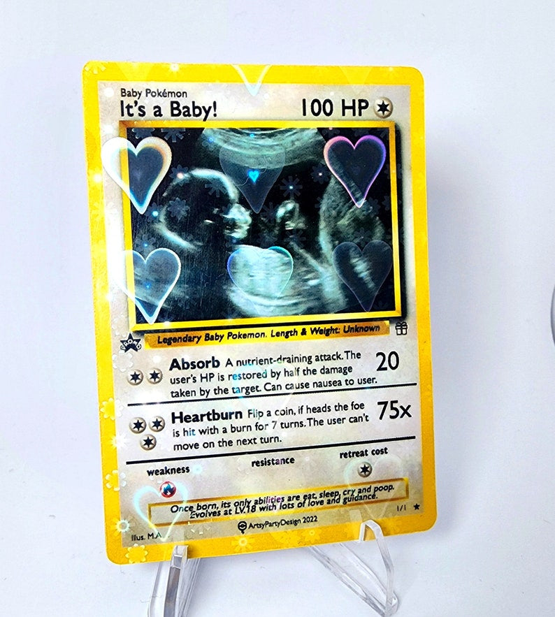 Pokemon Pregnancy Card, Pokemon Gender Reveal, Custom Pokemon Card, Pregnancy announcement, Gender Reveal, Pokemon Valentine Card