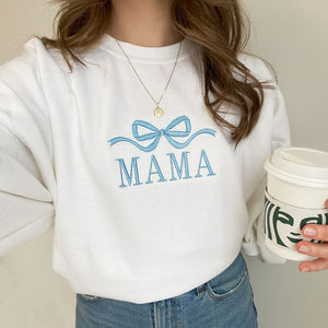 Cute and Trendy Mama Bow Embroidered Gemma Crewneck Sweatshirt | Personalized Crewneck Pullover | MAMA Sweatshirt | Mother's Day Gift Idea