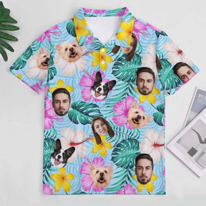 Custom Polo Hawaiian Shirt with Face, Custom Golf shirt, Personalized Short Sleeve Golf Shirt with Face, Custom Polo Shirt for Boss Birthday Father