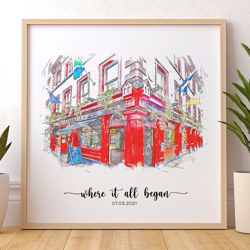 Where We Met,Where It All Began,Custom house portrait wood sign,Our First Date,Engagement Gift,Anniversary Gift,Where He Proposed,One year anniversary