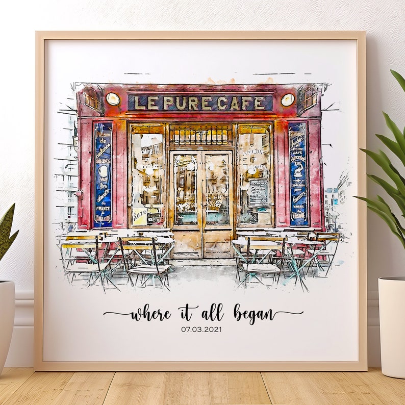 Where We Met,Where It All Began,Custom house portrait wood sign,Our First Date,Engagement Gift,Anniversary Gift,Where He Proposed,One year anniversary