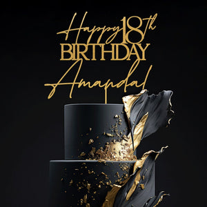 Happy 18th Birthday Cake Topper, Modern Birthday Decor, 18th Birthday Cake Topper, Personalized Birthday Party Cake Toppers with Name