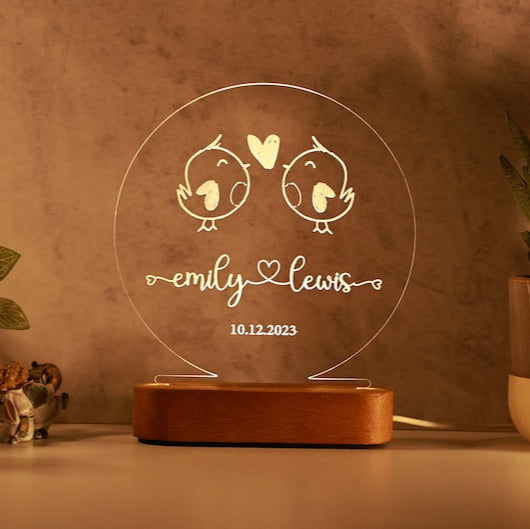 Custom Night Light as Valentines Day Gift - Anniversary Gifts - Romantic Gift for Couple - Gift for Him - Names and Date - Engagement Gifts