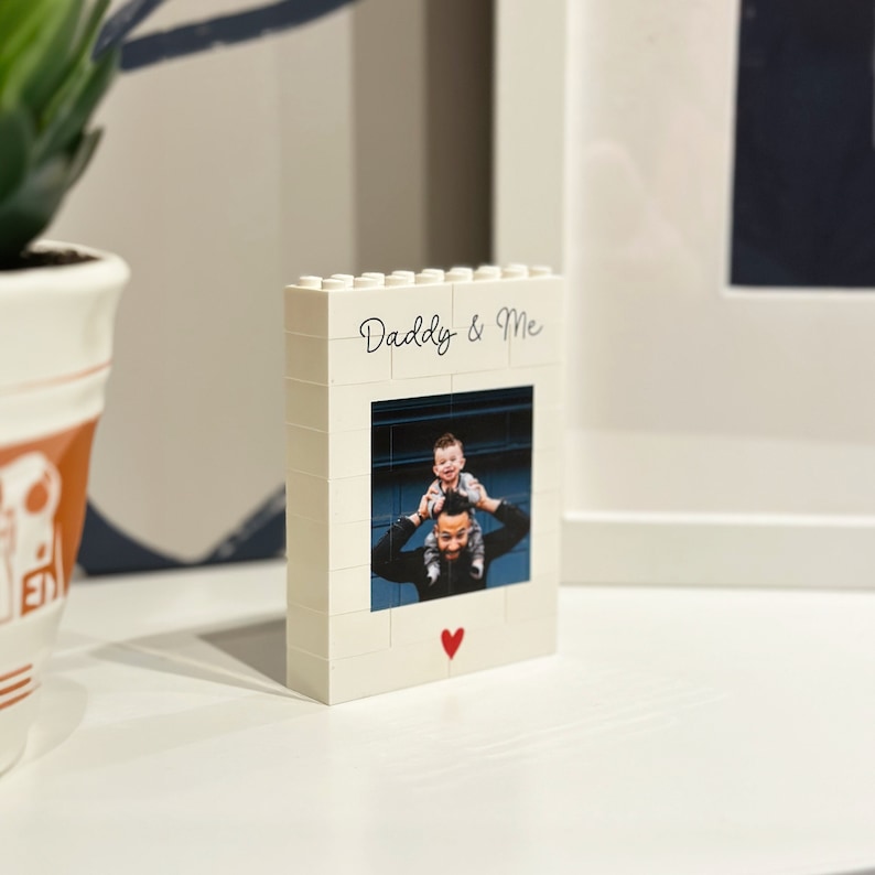 Personalised Daddy & Me Brick Photo block, Gift for Dad, White, Building Block, Puzzle, Gift, Him, Dad, Father's Day, Grandad, Grandpa