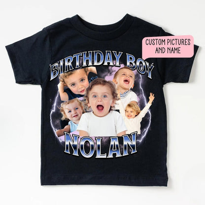 Personalized Kids Birthday Photo T-shirt, Custom Bootleg Photo Toddler T Shirt,Custom Kid Birthday Family Matching shirts,Custom Toddler tee