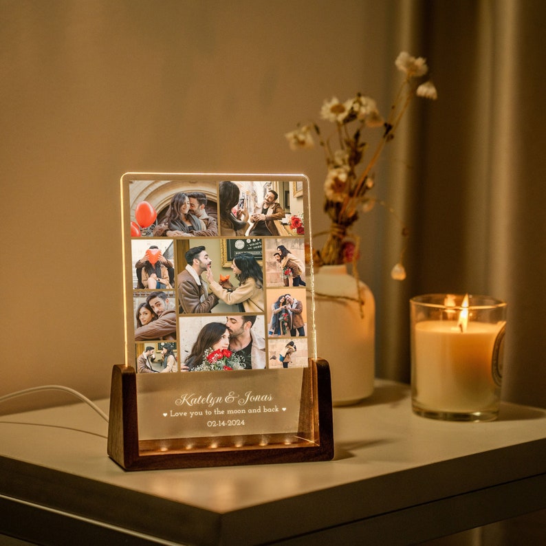 Custom Picture Night Light | Wedding Gifts for Couple | Personalized Photo Lamp | Anniversary Gift for Couple | Engagement Wedding Favor