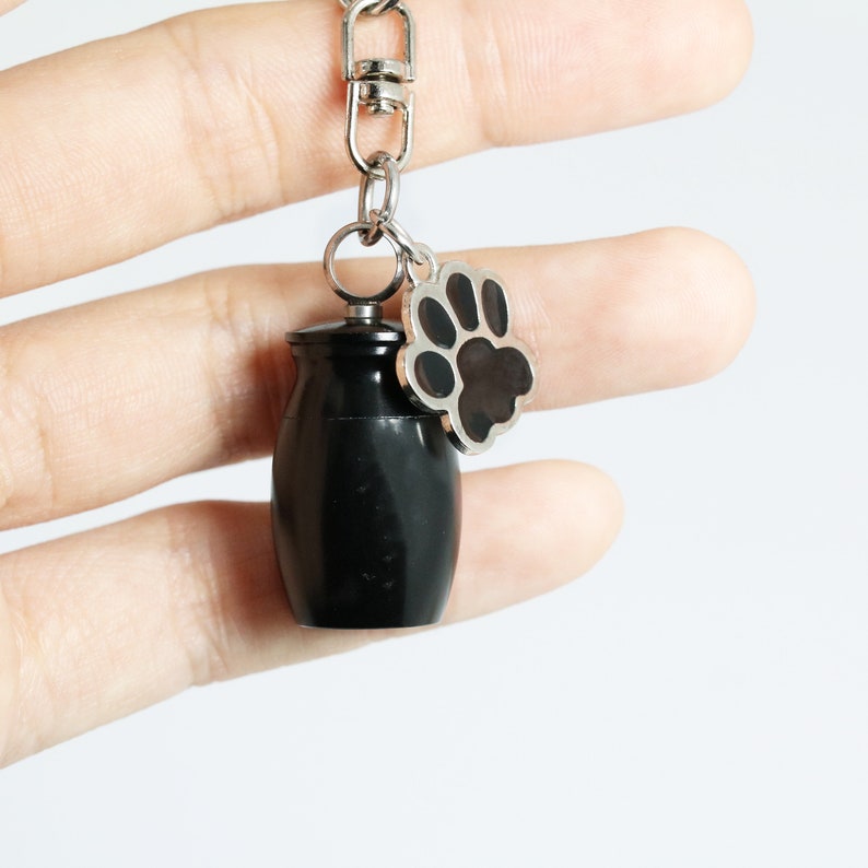 Personalized Pet Urn Keychain,Cremation Urn Keychain,Custom Ashes Keepsake,Urn Memorial Dog Paw Print Keychain,Pet Fur Hair Keepsake