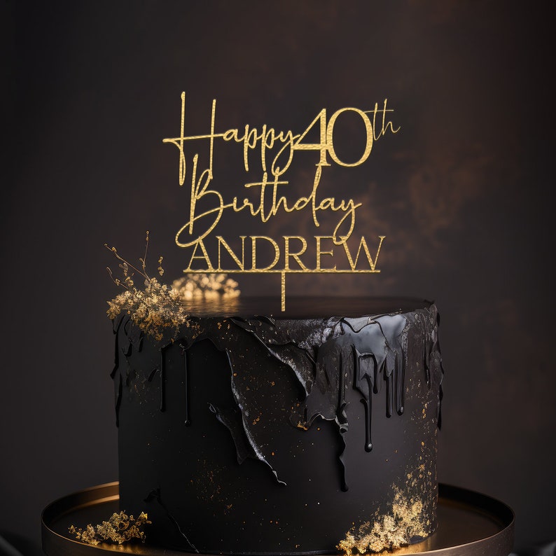 Happy Birthday Cake Topper with Name, Personalized Birthday Cake Topper, 25th 30th 40th Birthday Cake Topper, 50th Anniversary Cake Topper