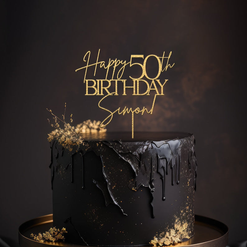 50th Birthday Cake Topper, Happy 50th Birthday Cake Topper, Personalized 50th Anniversary Cake Topper, Custom Cake Toppers for Birthday