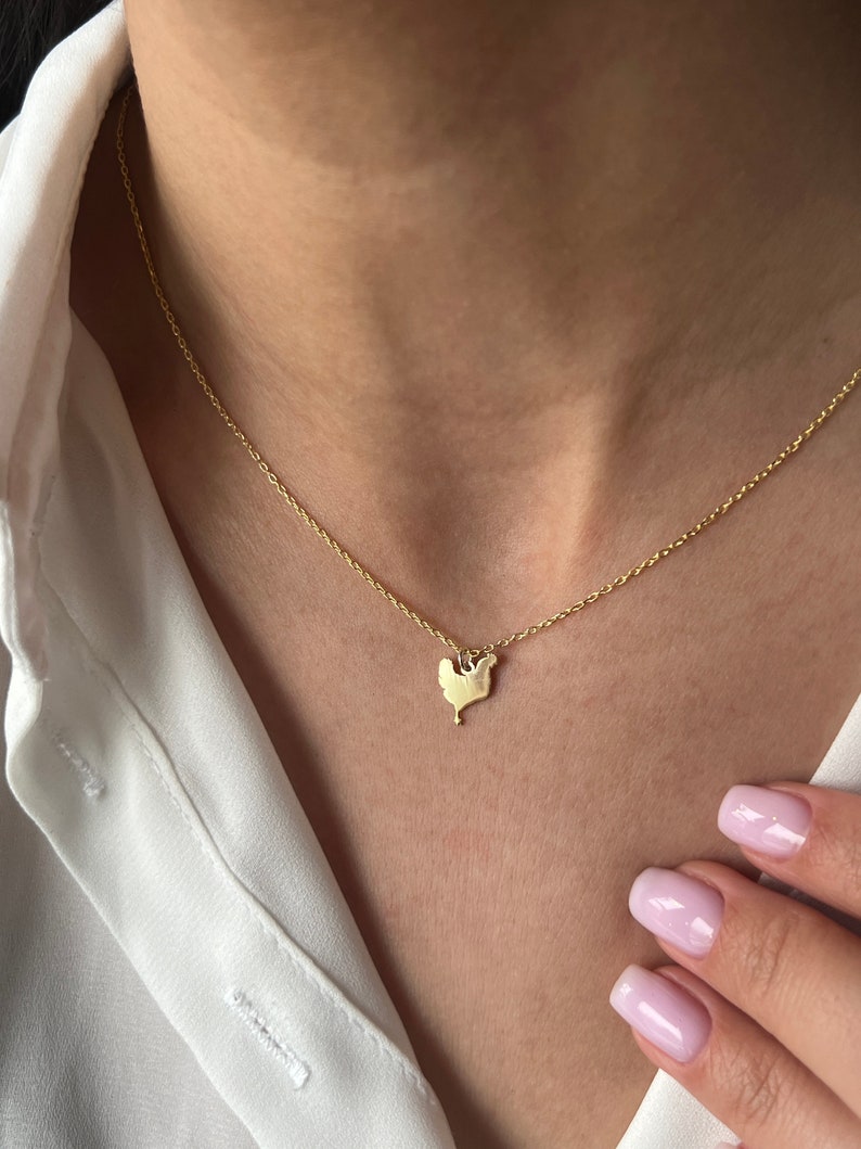 Chicken Necklace Gold Plated Sterling Silver Chook Necklace Chuck Necklace Animal Necklace Unisex Jewelry