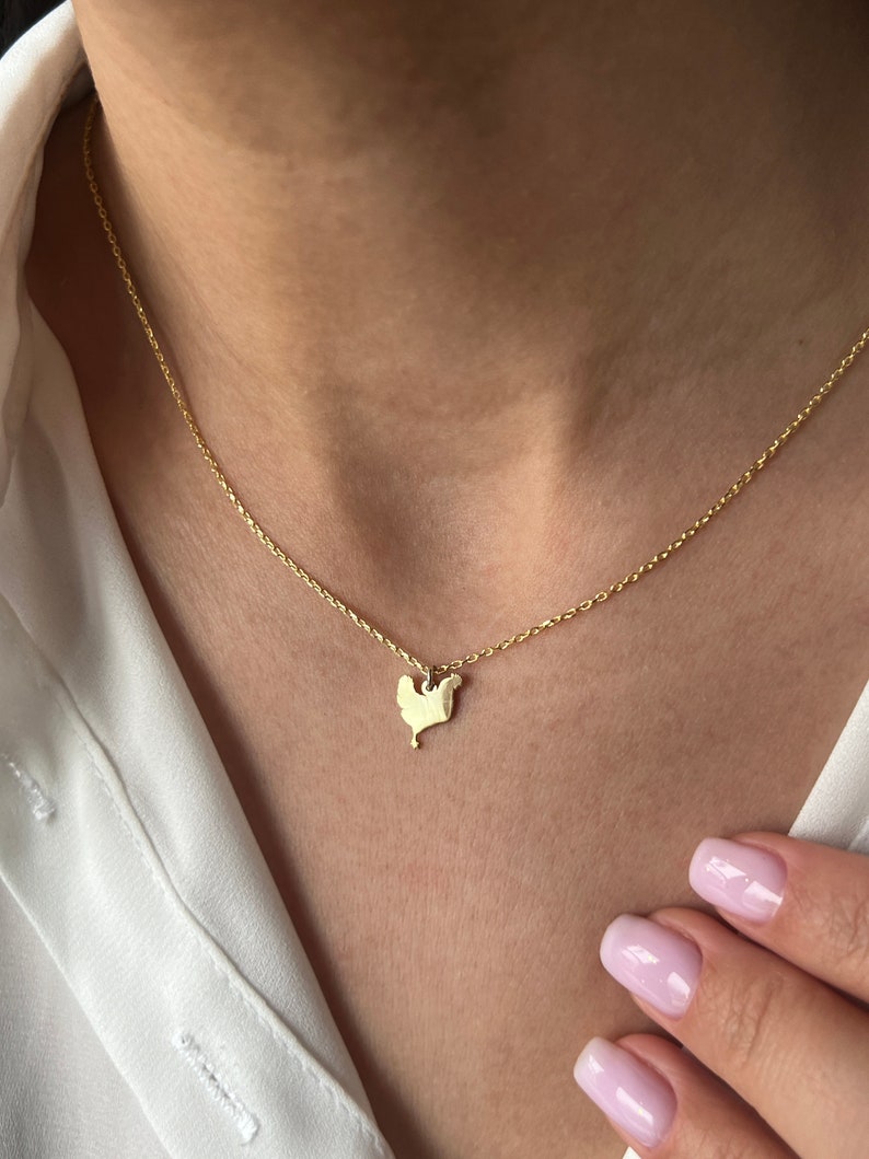 Chicken Necklace Gold Plated Sterling Silver Chook Necklace Chuck Necklace Animal Necklace Unisex Jewelry
