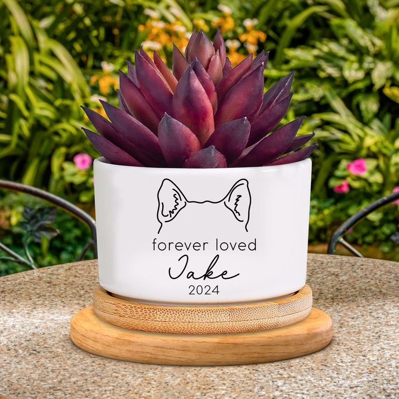 Personalized Dog Ear Memorial Gift Planter Forever Loved Dog Sympathy Gift Pet Memorial Keepsake