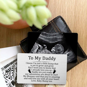 To My Daddy Gift from Bump Wallet Insert Card, Father's Day Gift for Dad To Be from Baby Bump/Pregnancy Gift for Dad/Expecting Dad Gift