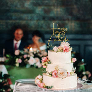 Birthday Cake Topper,Personalized Birthday Cake Topper with Name, 25th 30th 40th Birthday Cake Topper, 50th Anniversary Cake Topper