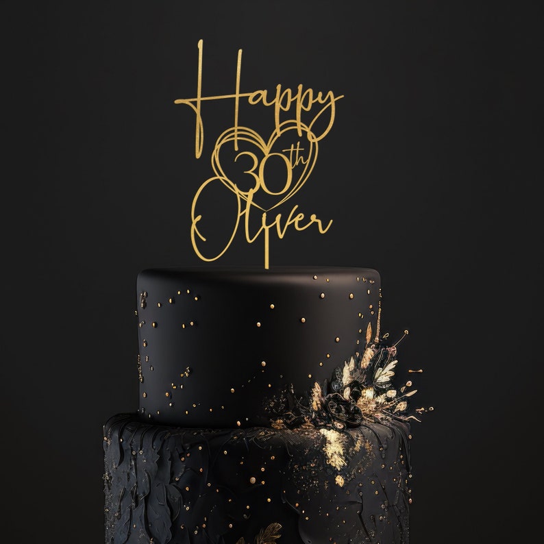 Happy 30th Birthday Cake Topper, Happy birthday cake topper, Custom Cake Topper for Birthday, Personalized 25th 30th 40th 50th Birthday