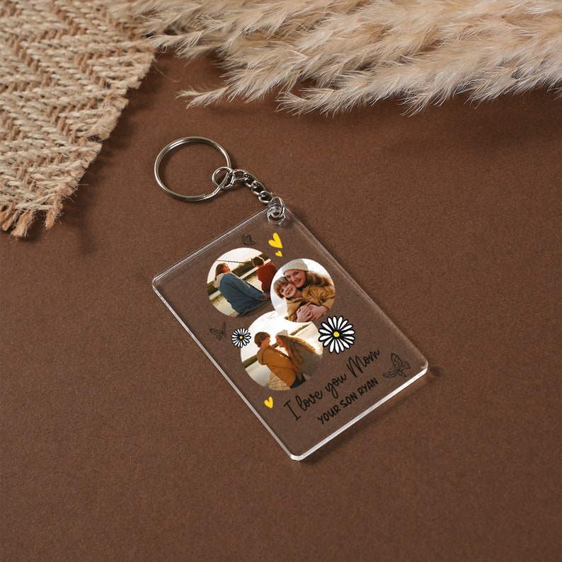 I love You Mom Personalized Picture Keychain For Mom, Mothers Day Gifts, Grandma Gift, Mama Gift, Gift for Her, Acrylic Keychain, Family Photo Keychain