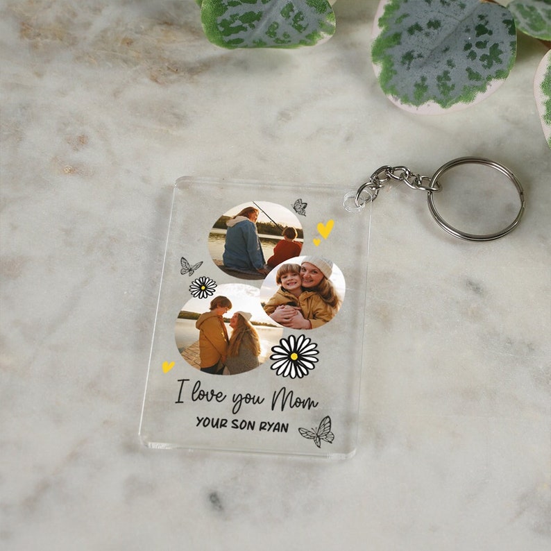 I love You Mom Personalized Picture Keychain For Mom, Mothers Day Gifts, Grandma Gift, Mama Gift, Gift for Her, Acrylic Keychain, Family Photo Keychain
