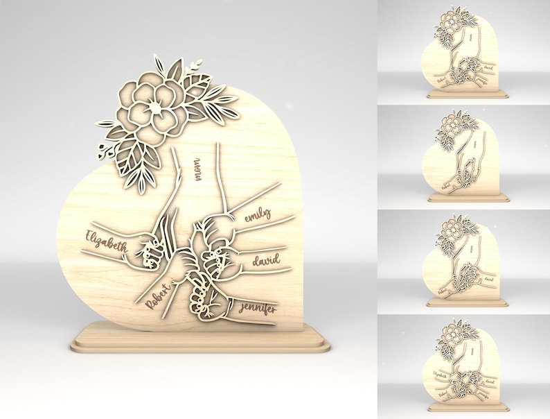 Personalized Mom And Kid Hands Heart Stand Decor, Gift for Mom,Mothers Day ,Mothers Day Gifts