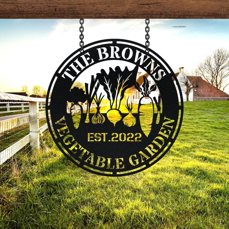 Custom Garden Sign, Personalized Vegetable Sign, Garden Decor, Gardeners Gift, Personalized Garden Sign, Metal Yard Art, Garden Metal Sign